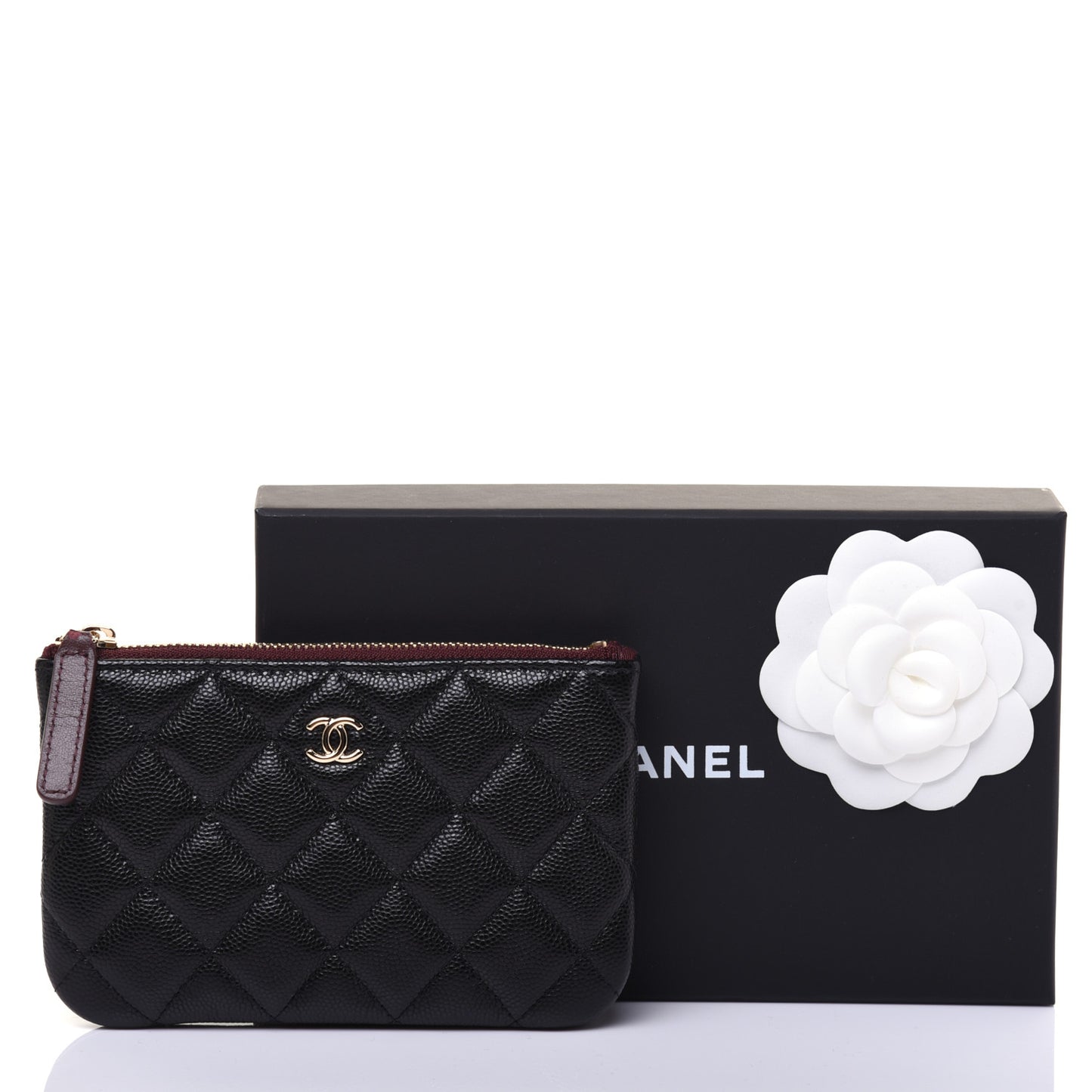 Caviar Quilted Small Cosmetic Case Black