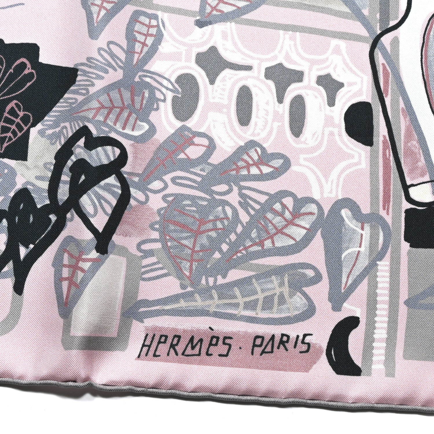 Hermes Silk Modernisme Tropical Scarf 90 Rose Pale Argile Gris 2 of 5