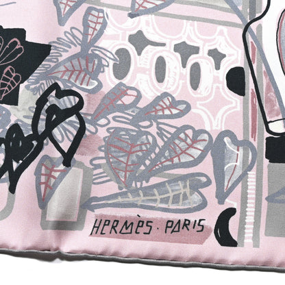 Hermes Silk Modernisme Tropical Scarf 90 Rose Pale Argile Gris 2 of 5