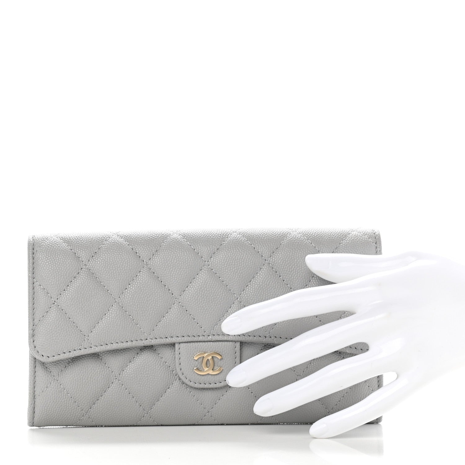 Chanel Caviar Quilted Large Flap Wallet Grey 2 of 8