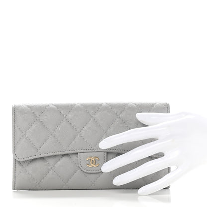 Chanel Caviar Quilted Large Flap Wallet Grey 2 of 8