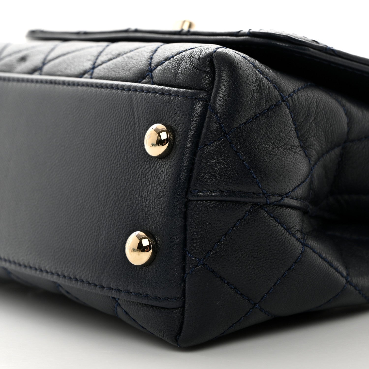 Chanel Goatskin Quilted Extra Mini Rainbow Coco Handle Flap Navy Blue 10 of 10