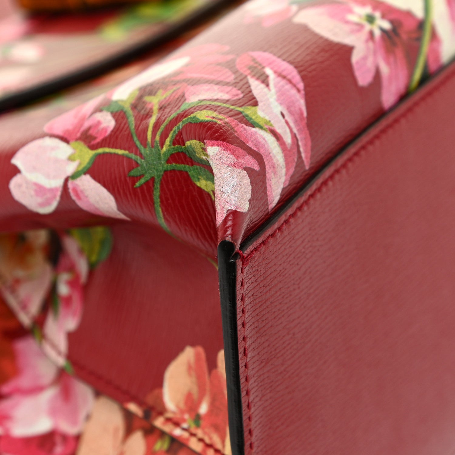 Gucci Shangai Calfskin Blooms Print Medium Bamboo Daily Top Handle Bag Romantic Cerise Multicolor 11 of 13