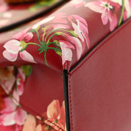 Gucci Shangai Calfskin Blooms Print Medium Bamboo Daily Top Handle Bag Romantic Cerise Multicolor 11 of 13
