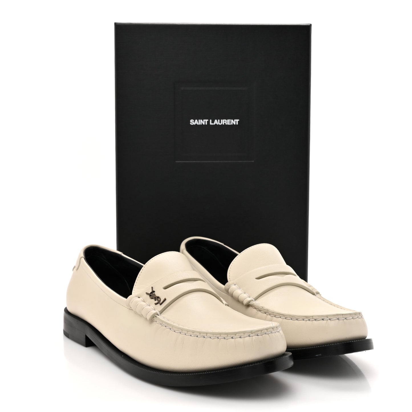 Calfskin Penny Loafers 40.5 Pearl