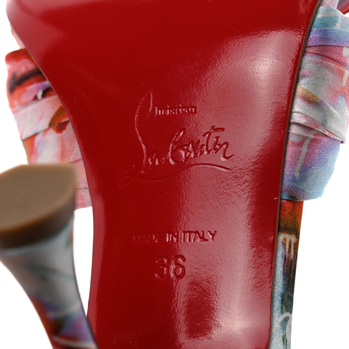 Crepe Satin Celebration Print Nicol Is Back 85 Slide Sandals 36 Multicolor