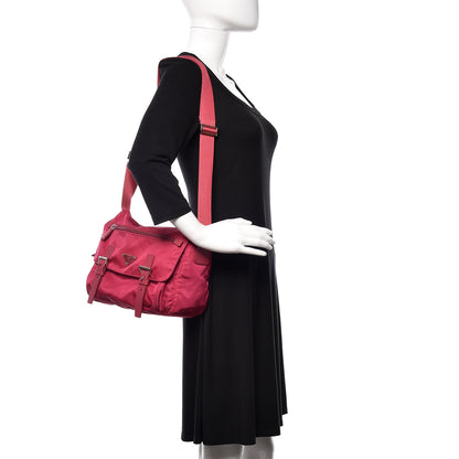 Prada Tessuto Nylon Vela Saffiano Messenger Bag Fuxia 2 of 10