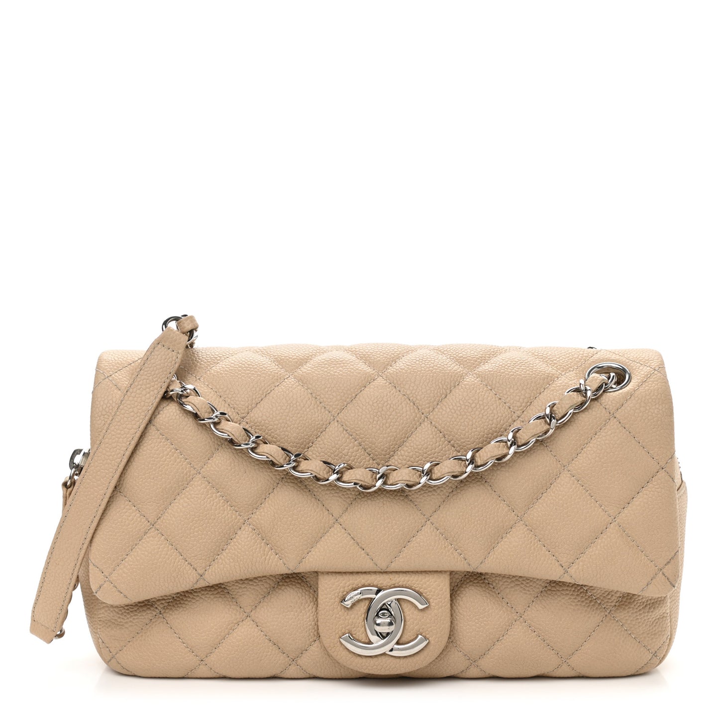 Caviar Quilted Medium Easy Flap Beige