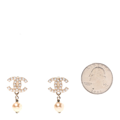 Chanel Pearl CC Drop Earrings Gold 2 of 4