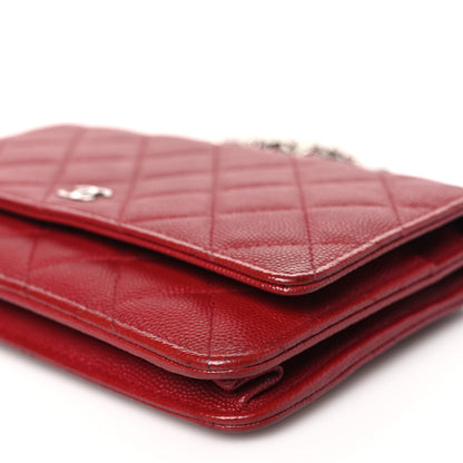 Chanel Caviar Quilted Wallet on Chain WOC Dark Red 11 of 12