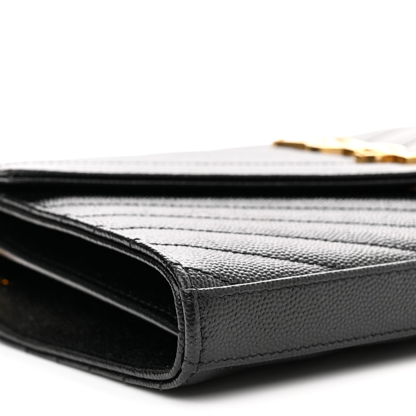 Grain De Poudre Matelasse Chevron Monogram Chain Wallet Black