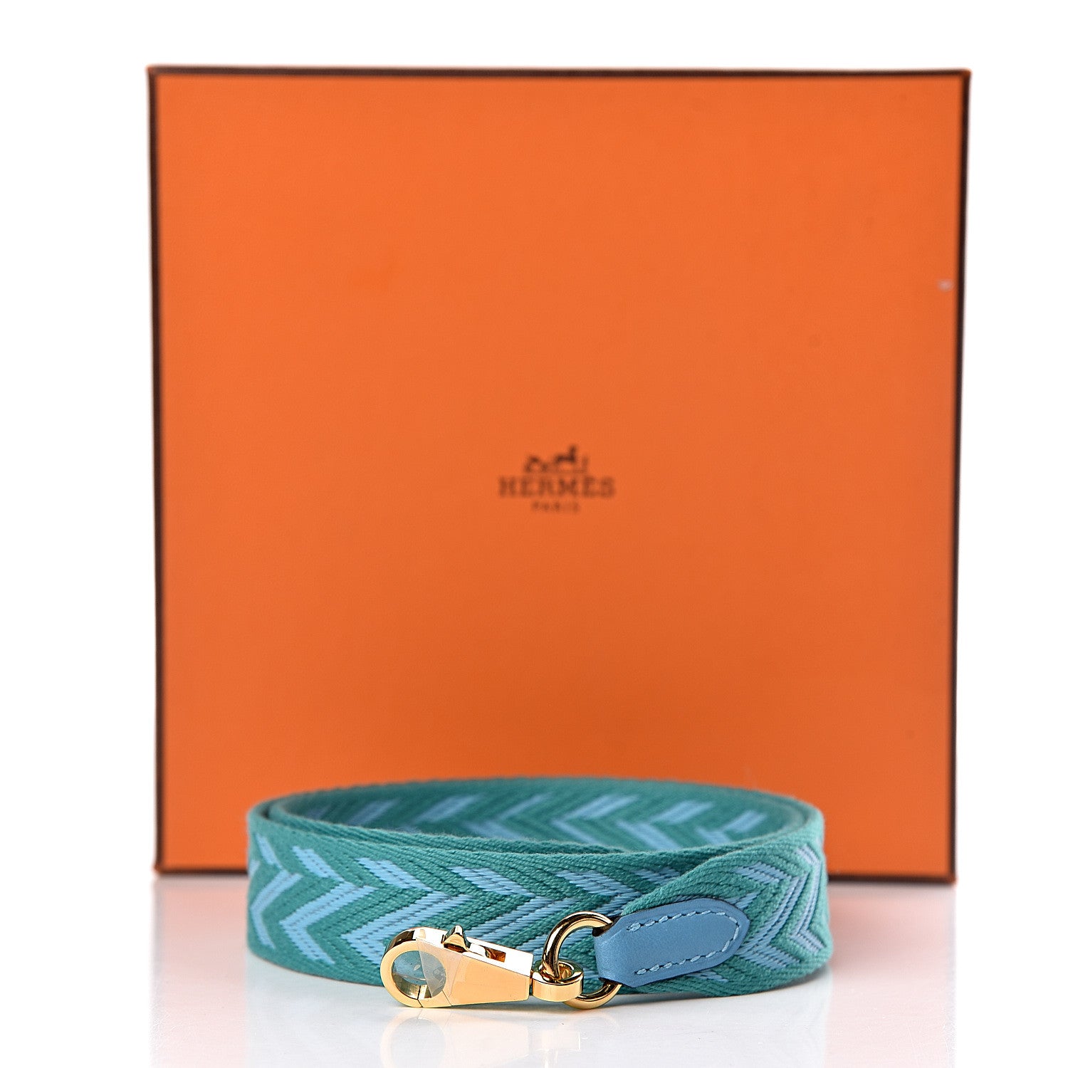 Hermes Toile Swift 25mm Sangle ZigZag Shoulder Strap Bleu Du Nord Vert Veronese 6 of 6