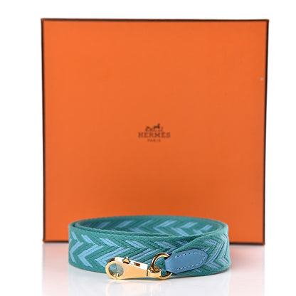 Hermes Toile Swift 25mm Sangle ZigZag Shoulder Strap Bleu Du Nord Vert Veronese 6 of 6