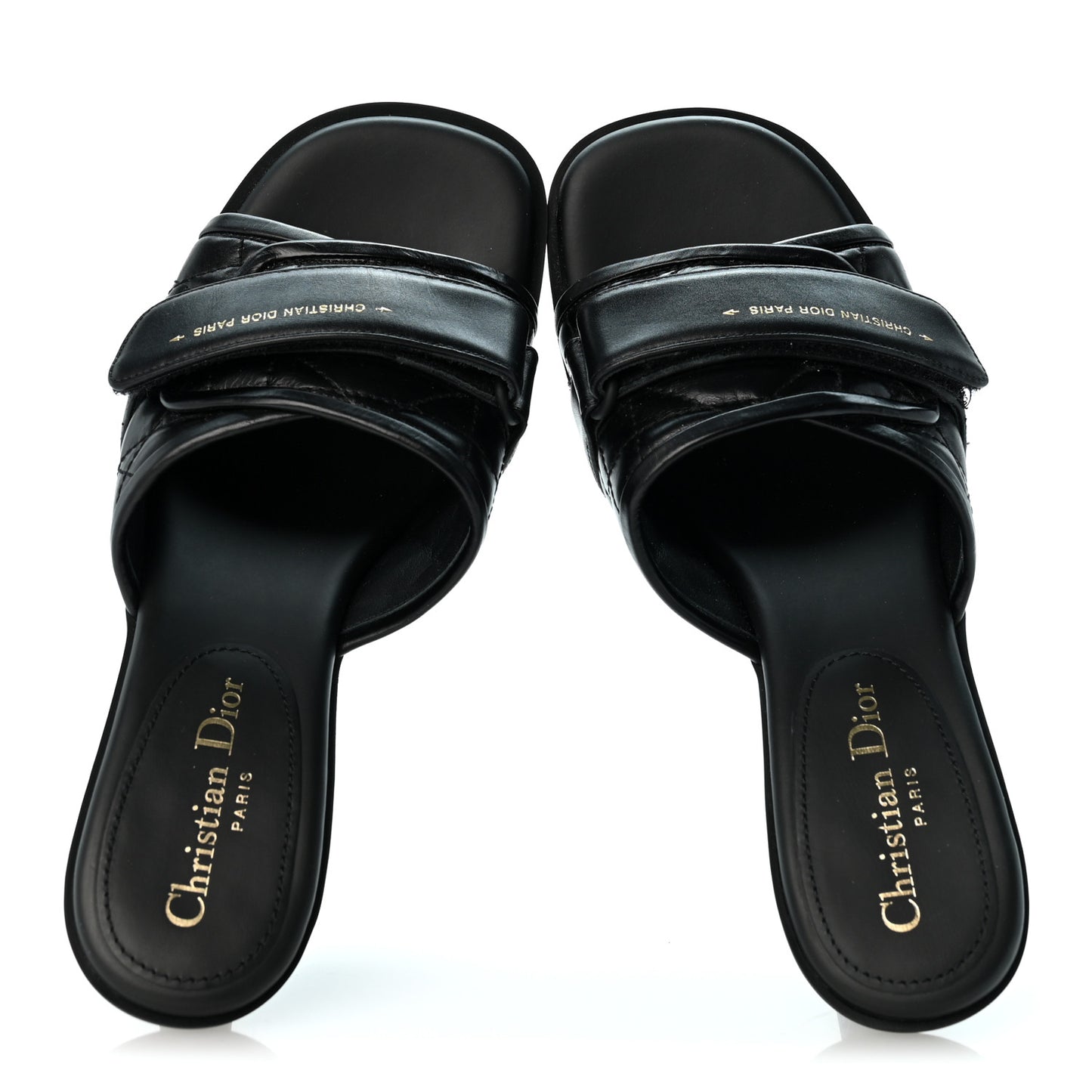 Calfskin Cannage Quilted Dio(r)evolution 80mm Slide Sandals 39 Black