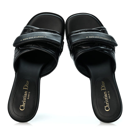 Christian Dior Calfskin Cannage Quilted Dio(r)evolution 80mm Slide Sandals 39 Black 2 of 9