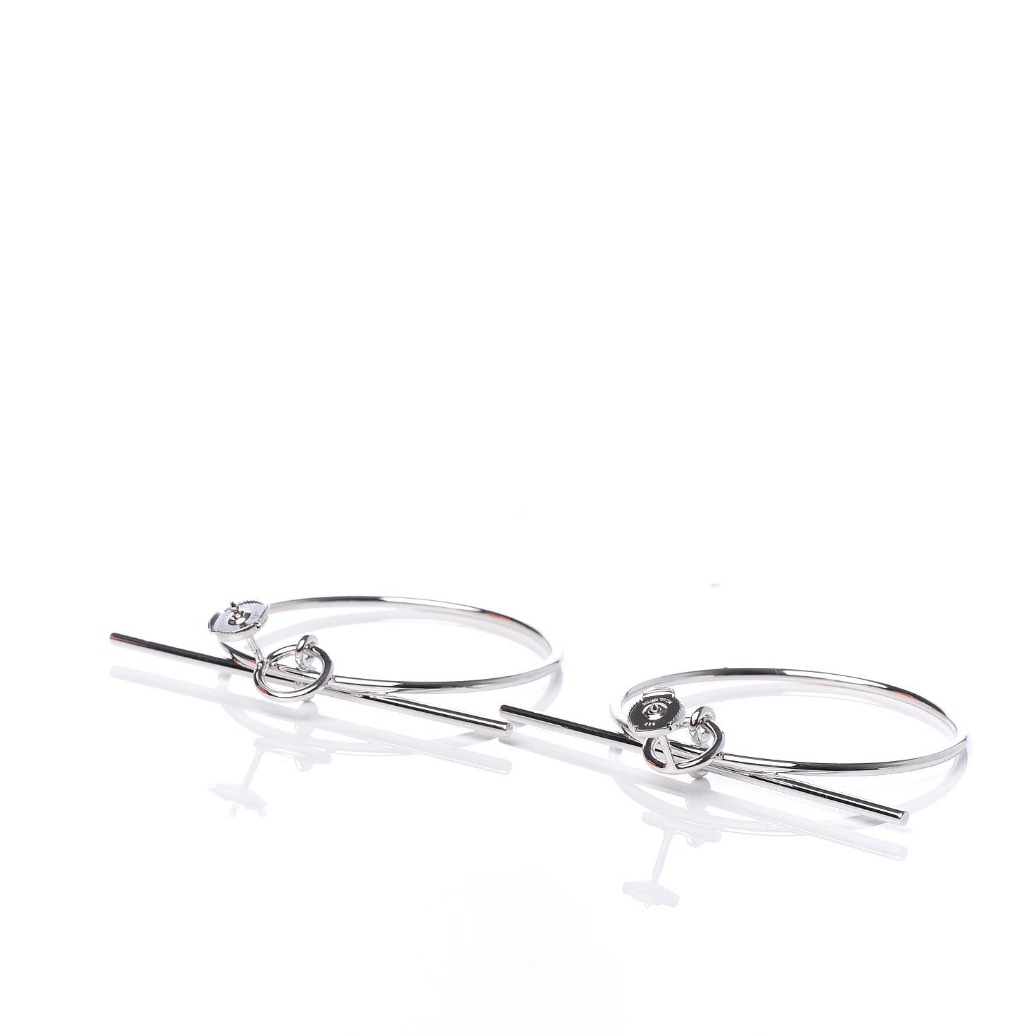 Hermes Sterling Silver MM Loop Earrings 4 of 7
