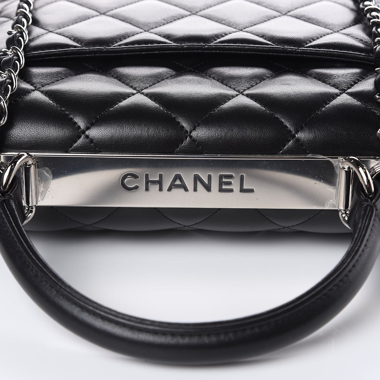 Lambskin Quilted Medium Trendy CC Flap Dual Handle Bag Black