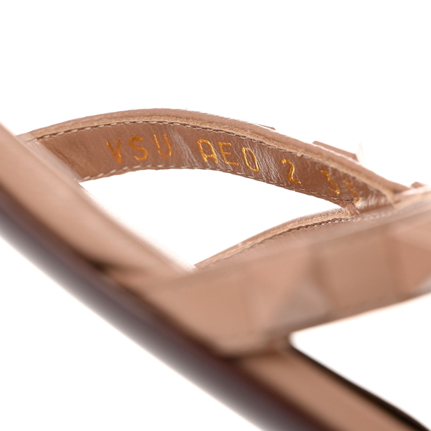 Calfskin Lacquered Monochrome Rockstud Cross Ankle Wrap Flat Sandals 35 Rose Cannelle