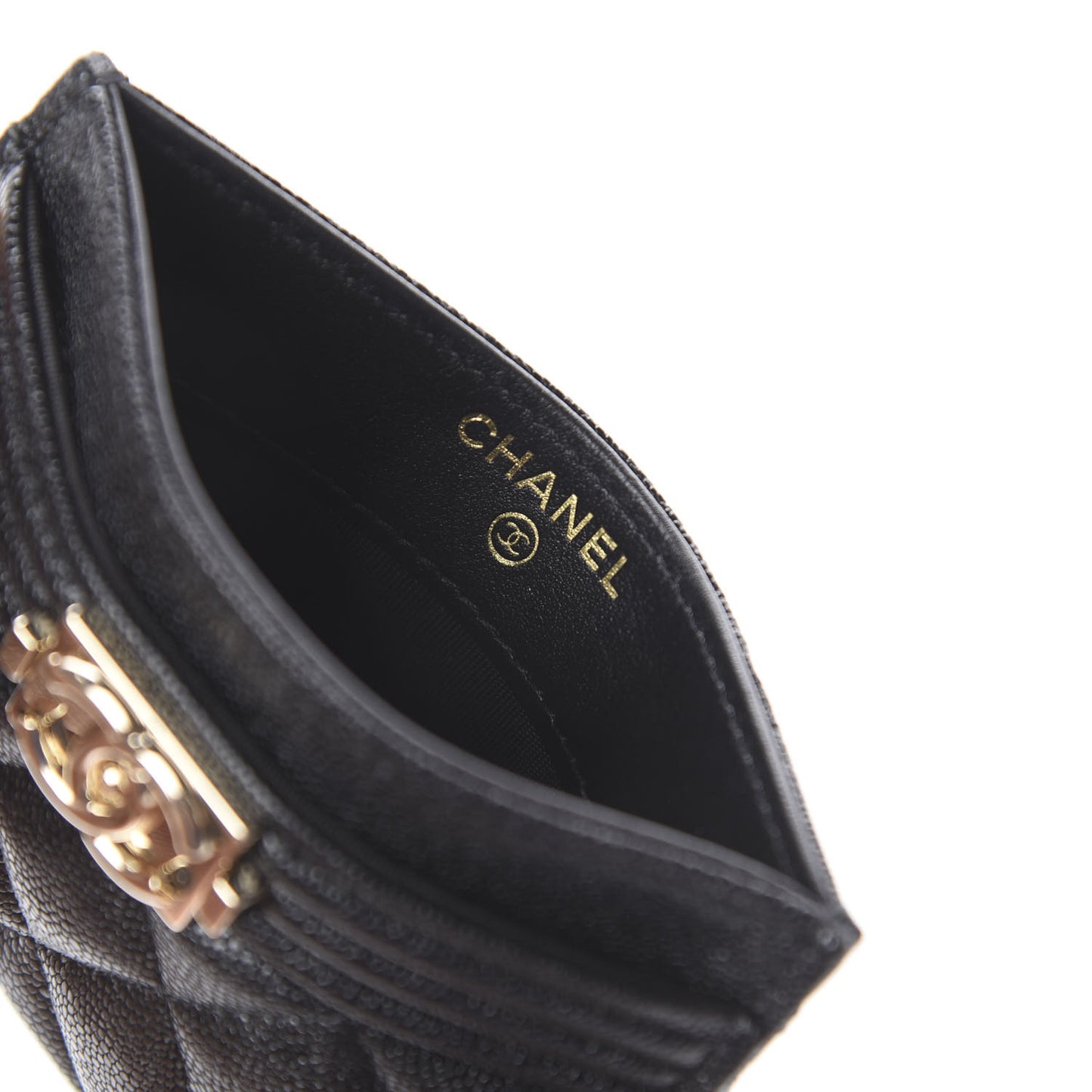 Caviar Quilted Boy Card Holder Black