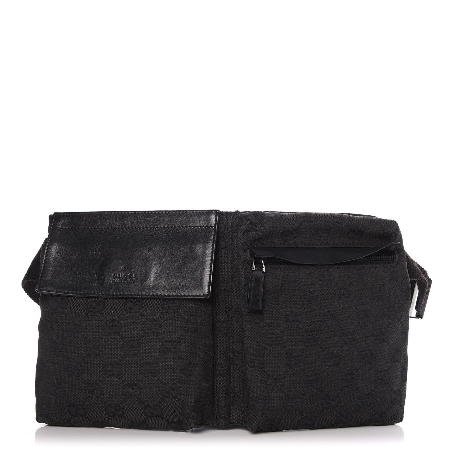 GG Monogram Double Pocket Belt Bag Black