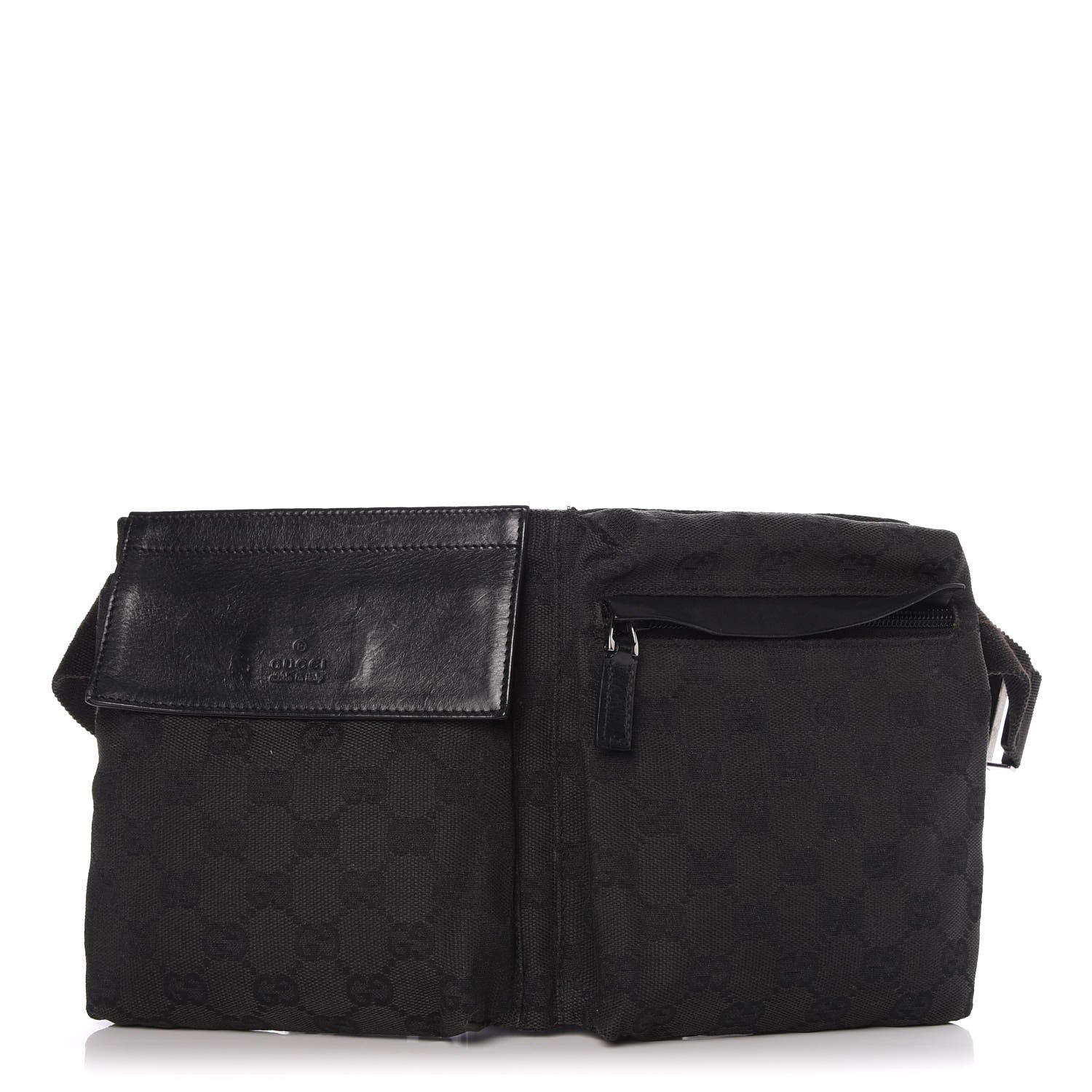 Gucci GG Monogram Double Pocket Belt Bag Black 1 of 7