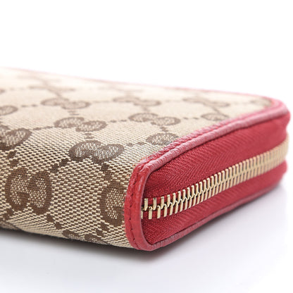 Gucci Monogram Dollar Calfskin Zip Around Wallet Beige Ebony Rosso 9 of 11