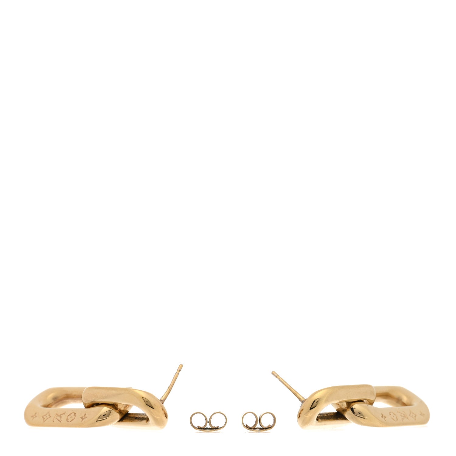 Louis Vuitton Metal LV Edge Double Hoop Earrings Gold 3 of 5