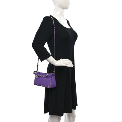 Valentino Garavani Pebbled Calfskin Small Rockstud Flip Lock Shoulder Bag Glicine 2 of 8