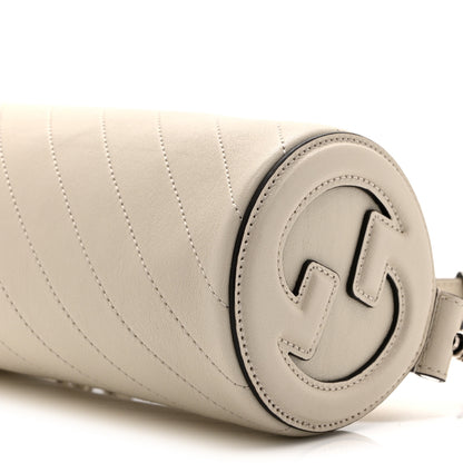 Gucci Sakai Be Green Calfskin Diagonal Stitched Mini Blondie Barrel Shoulder Bag Mystic White 10 of 11