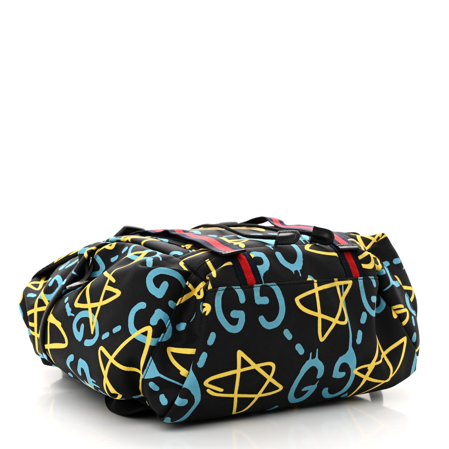 Techno Canvas GucciGhost Double Buckle Backpack Black New Acquamarine
