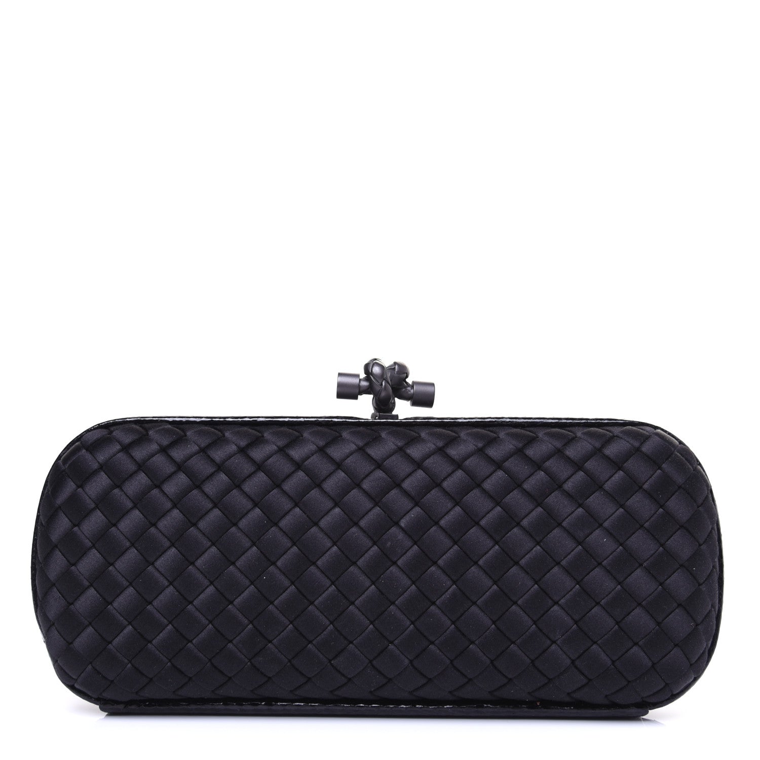 Bottega Veneta Satin Ayers Intreccio Impero Stretch Knot Clutch Black 1 of 10