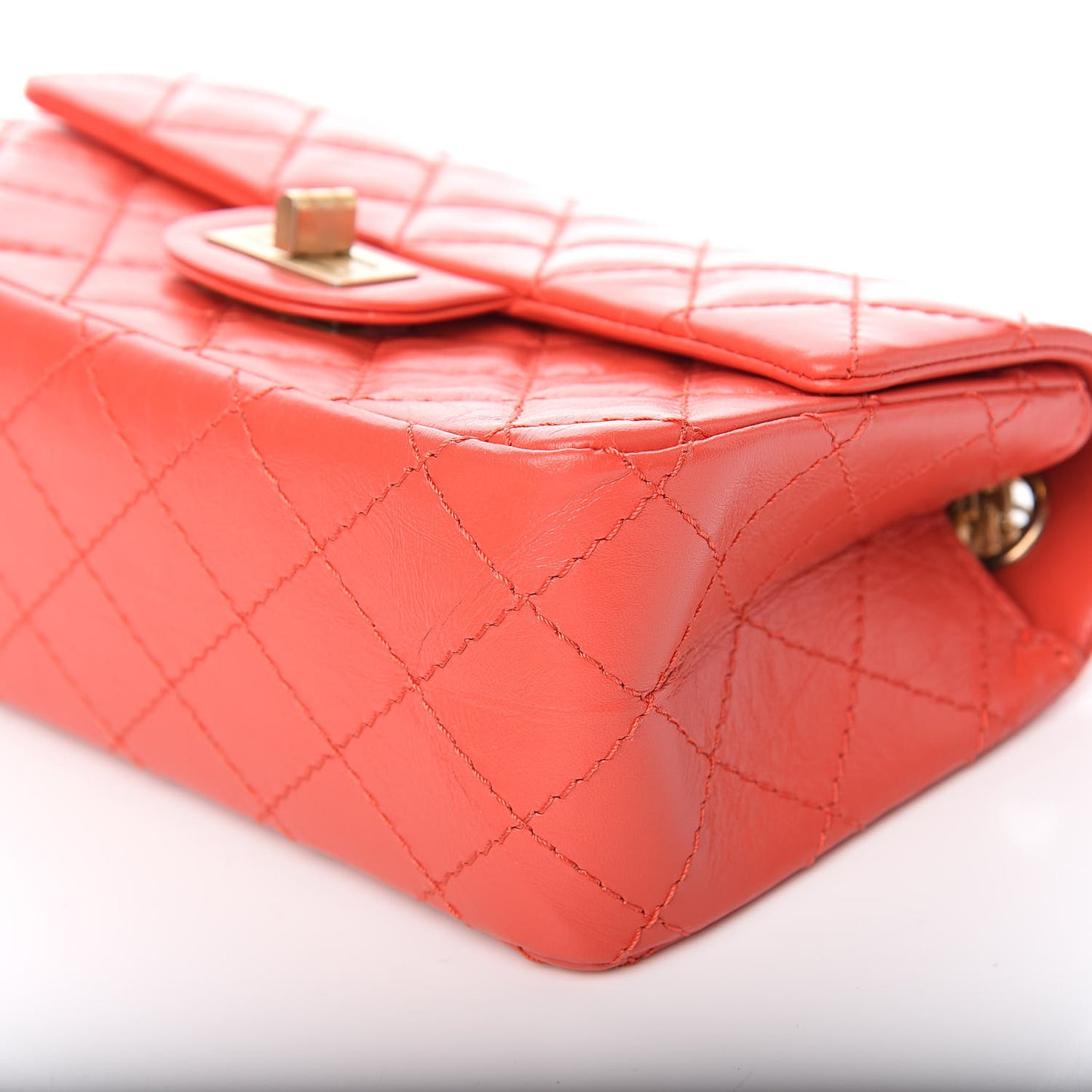 Aged Calfskin Quilted 2.55 Reissue Mini Flap Red