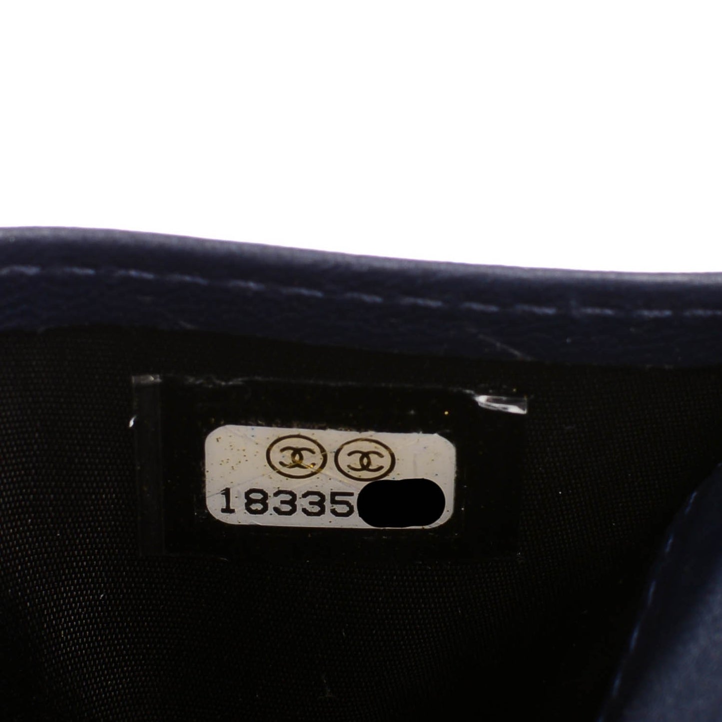 Lambskin Quilted Card Holder Navy Blue