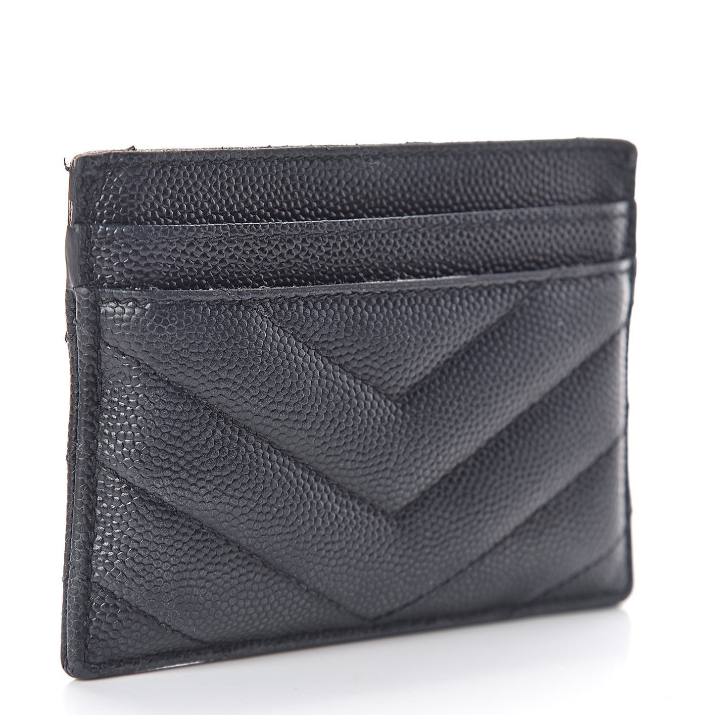 Grain De Poudre Matelasse Chevron Monogram Credit Card Case Black