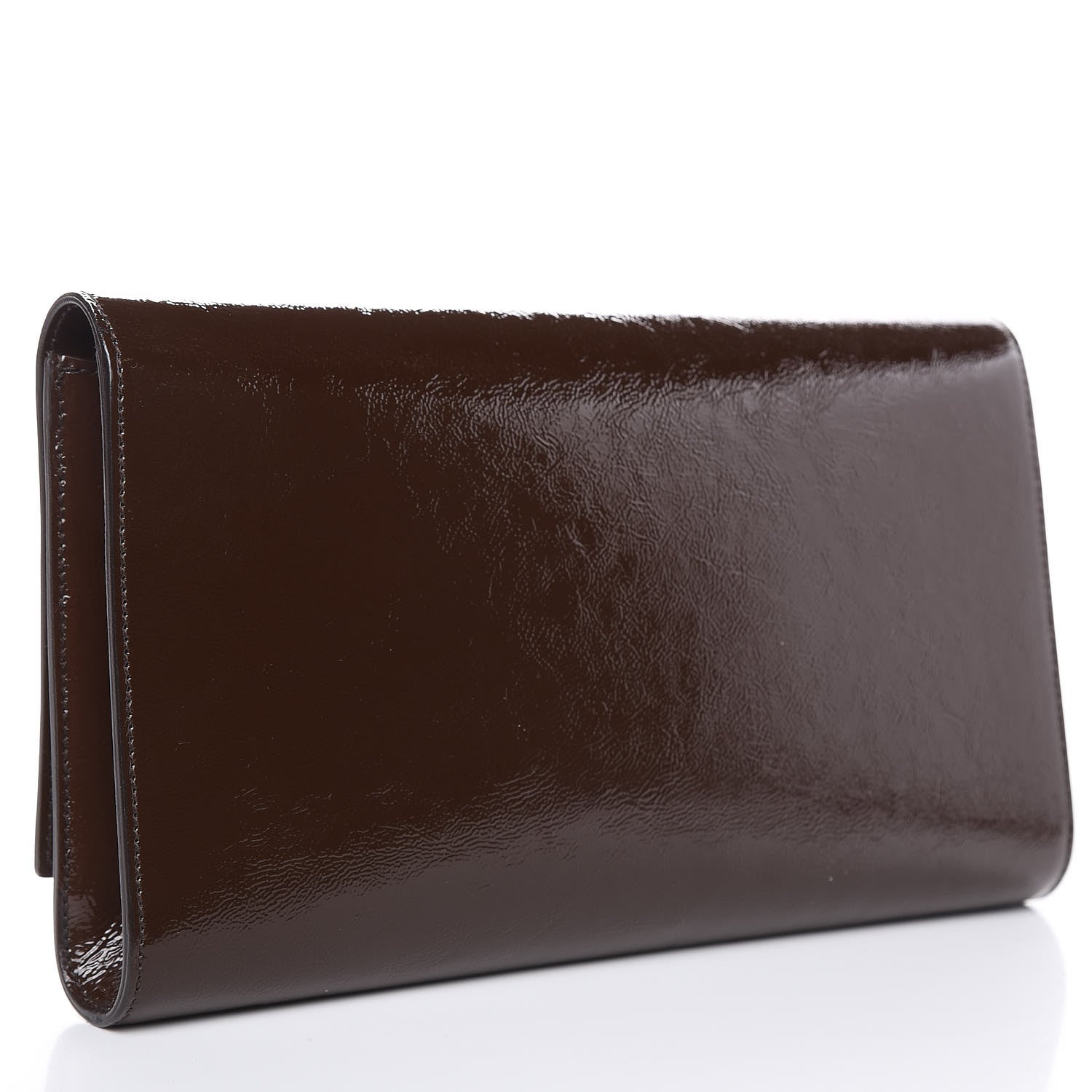 Saint Laurent Textured Patent Calfskin Large Belle De Jour Clutch Dark Brown 3 of 8