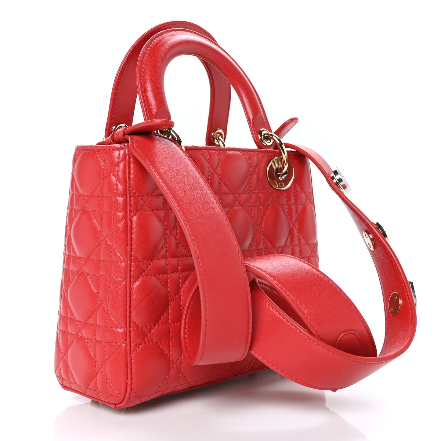 Lambskin Cannage Small Lucky Badges My Lady Dior Red