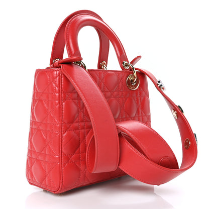 Christian Dior Lambskin Cannage Small Lucky Badges My Lady Dior Red 3 of 9