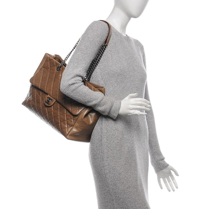 Chanel Glazed Calfskin Quilted Large Front Flap Tote Dark Beige 2 of 12