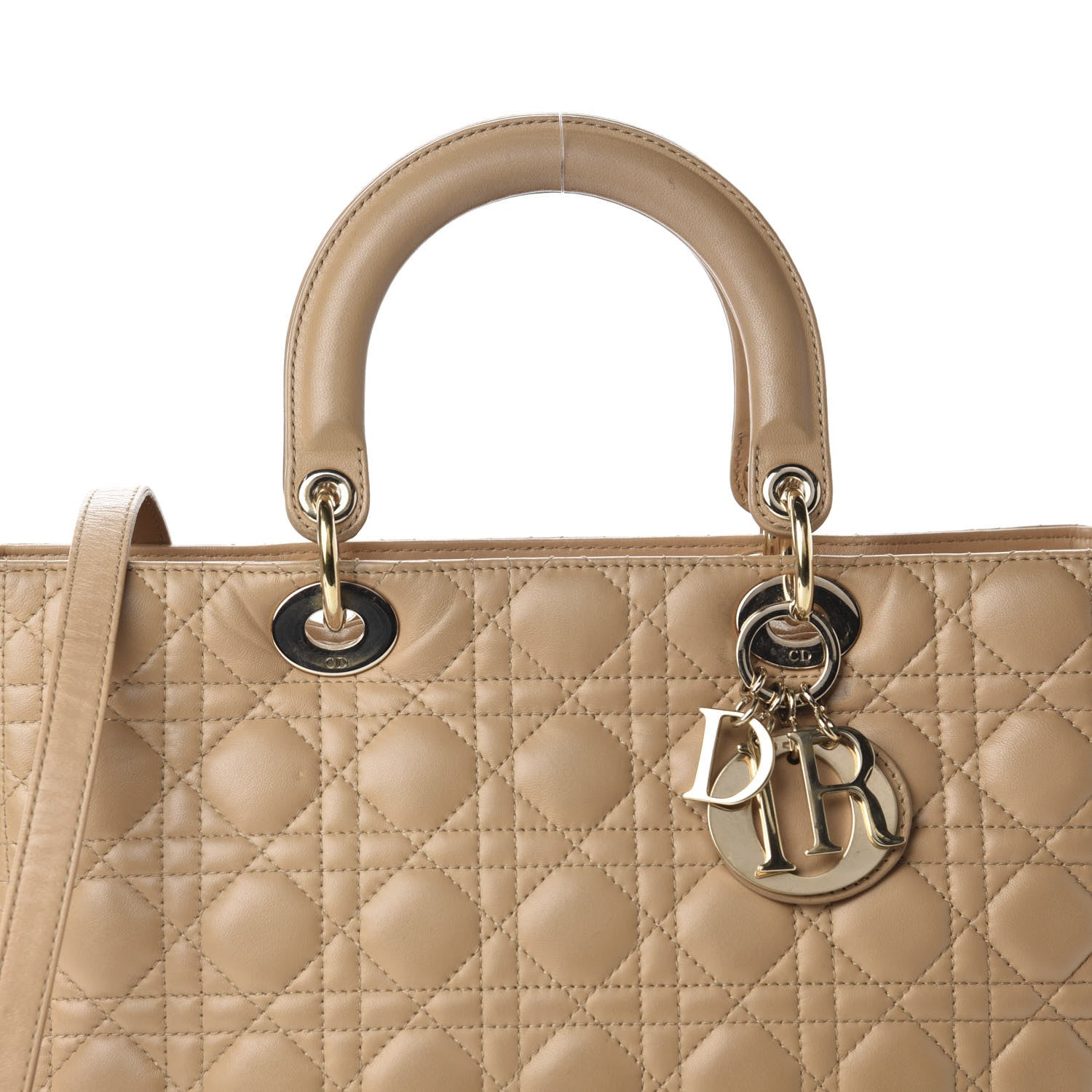 Christian Dior Lambskin Cannage Large Lady Dior Beige 10 of 10