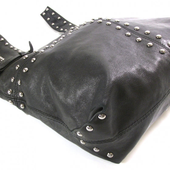 Leather Studded George V Bag Black