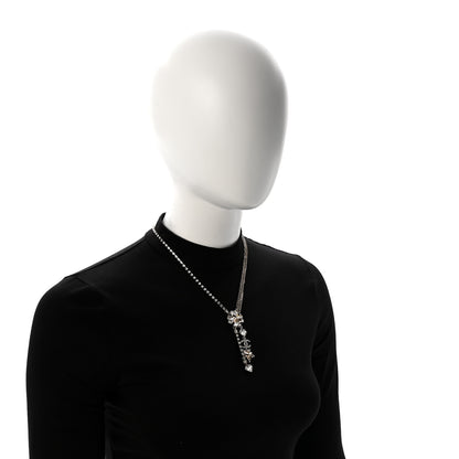 Chanel Crystal Clover Heart Star CC Drop Necklace Silver Gold 2 of 7