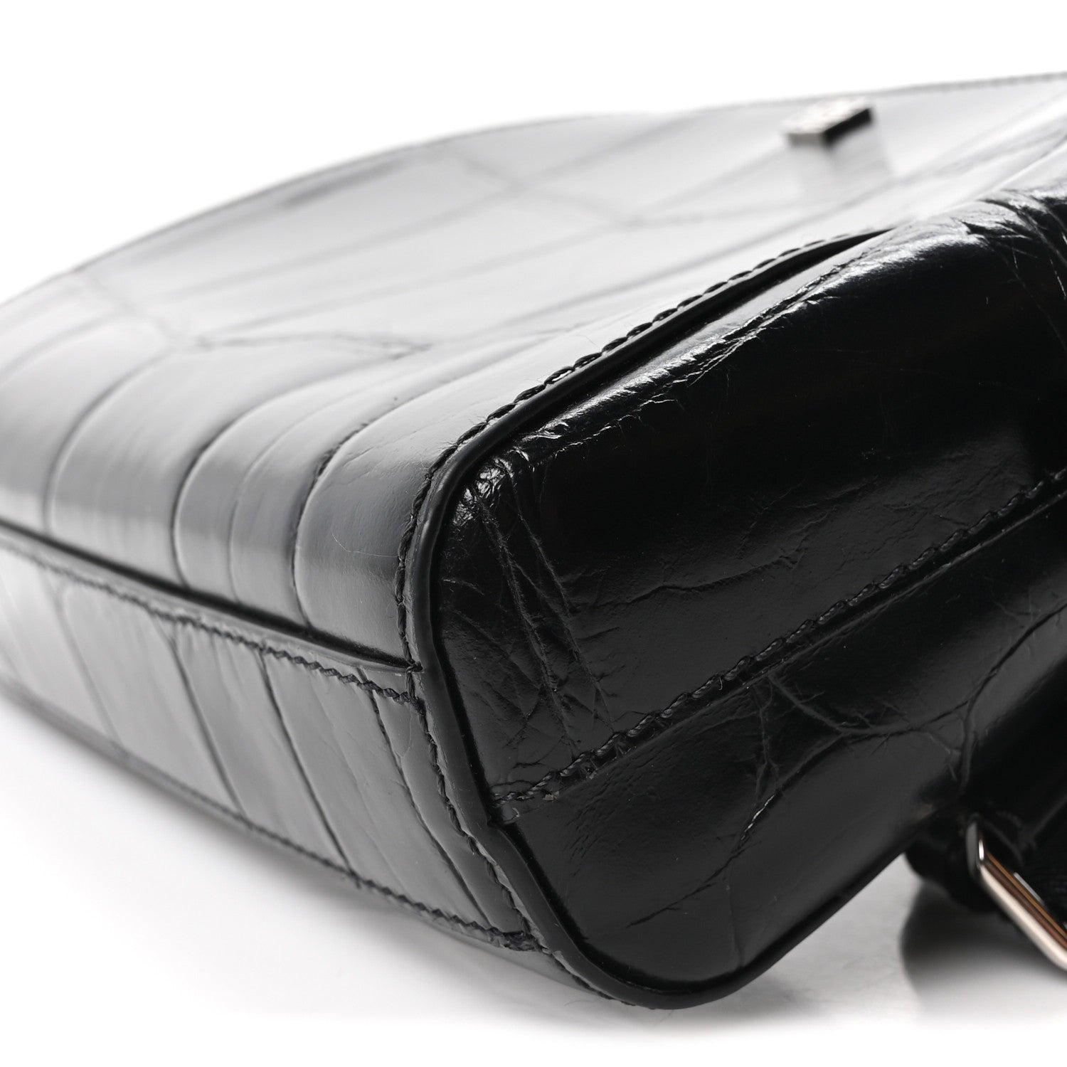 Givenchy Calfskin Crocodile Embossed Antigona U Crossbody Bag Black 9 of 9