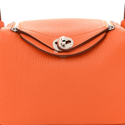Hermes Taurillon Clemence Mini Lindy 20 Feu 8 of 11