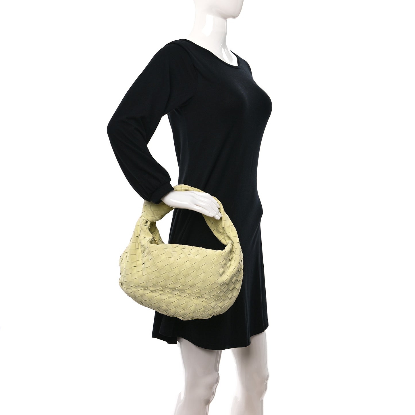Suede Calfskin Intrecciato Teen Jodie Hobo Lemon Wash