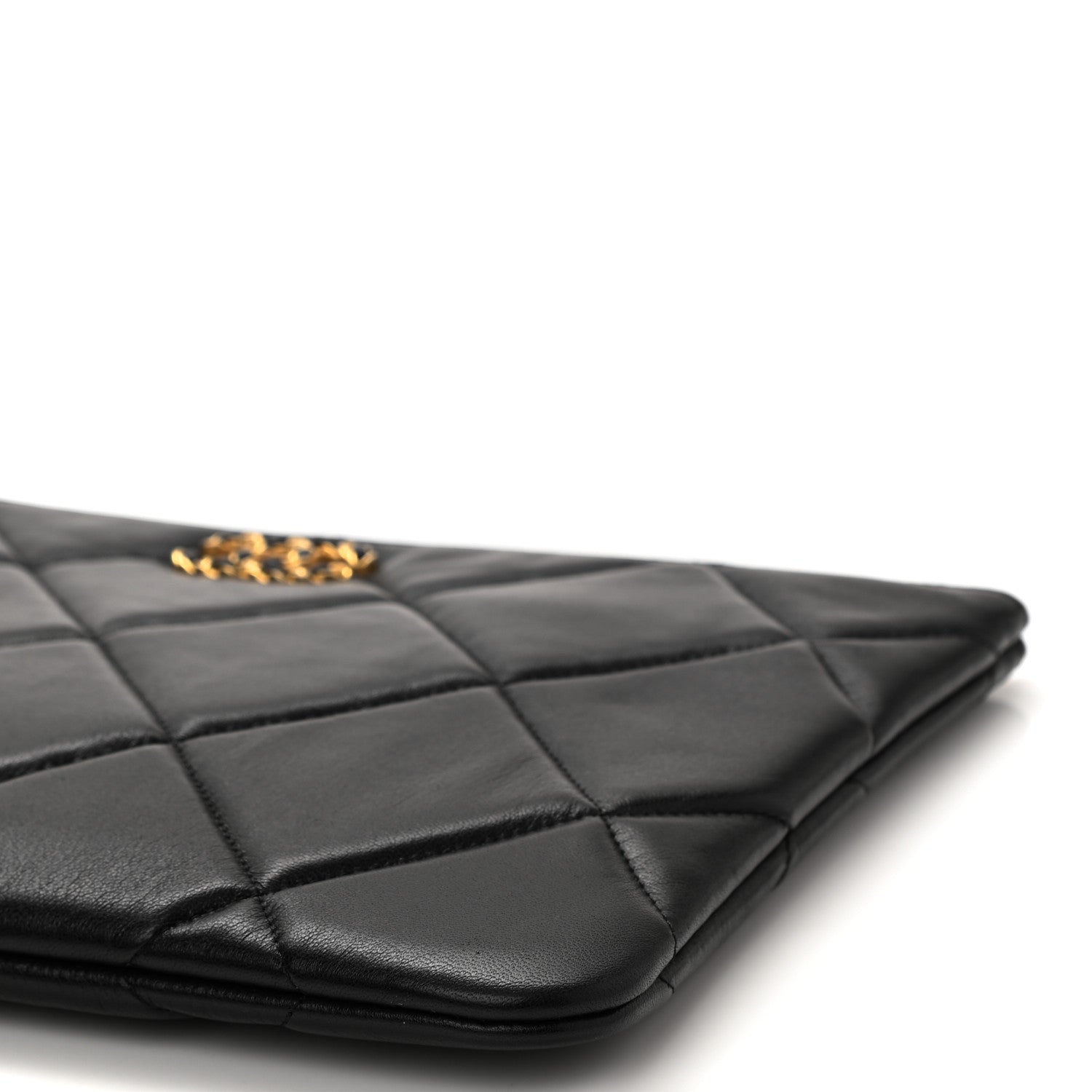 Chanel Goatskin Quilted Large Chanel 19 Pouch Black 10 of 11