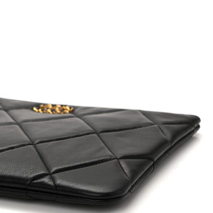 Chanel Goatskin Quilted Large Chanel 19 Pouch Black 10 of 11