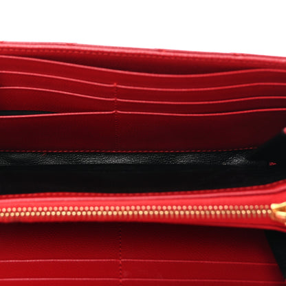 Saint Laurent Grain De Poudre Matelasse Chevron Small Monogram Chain Wallet Red 5 of 11