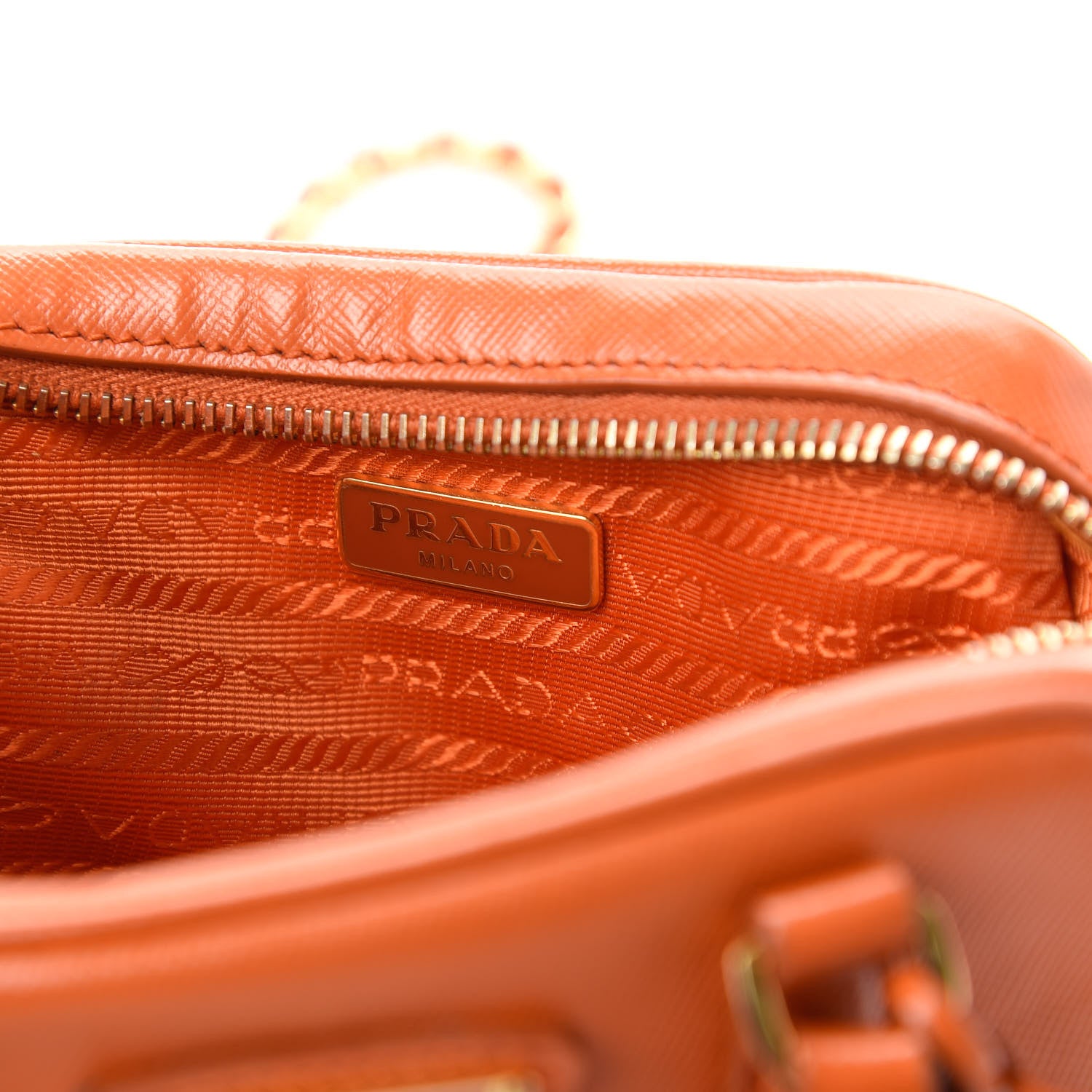 Prada Saffiano Lux Mini Top Handle Crossbody Bag Papaya 8 of 11