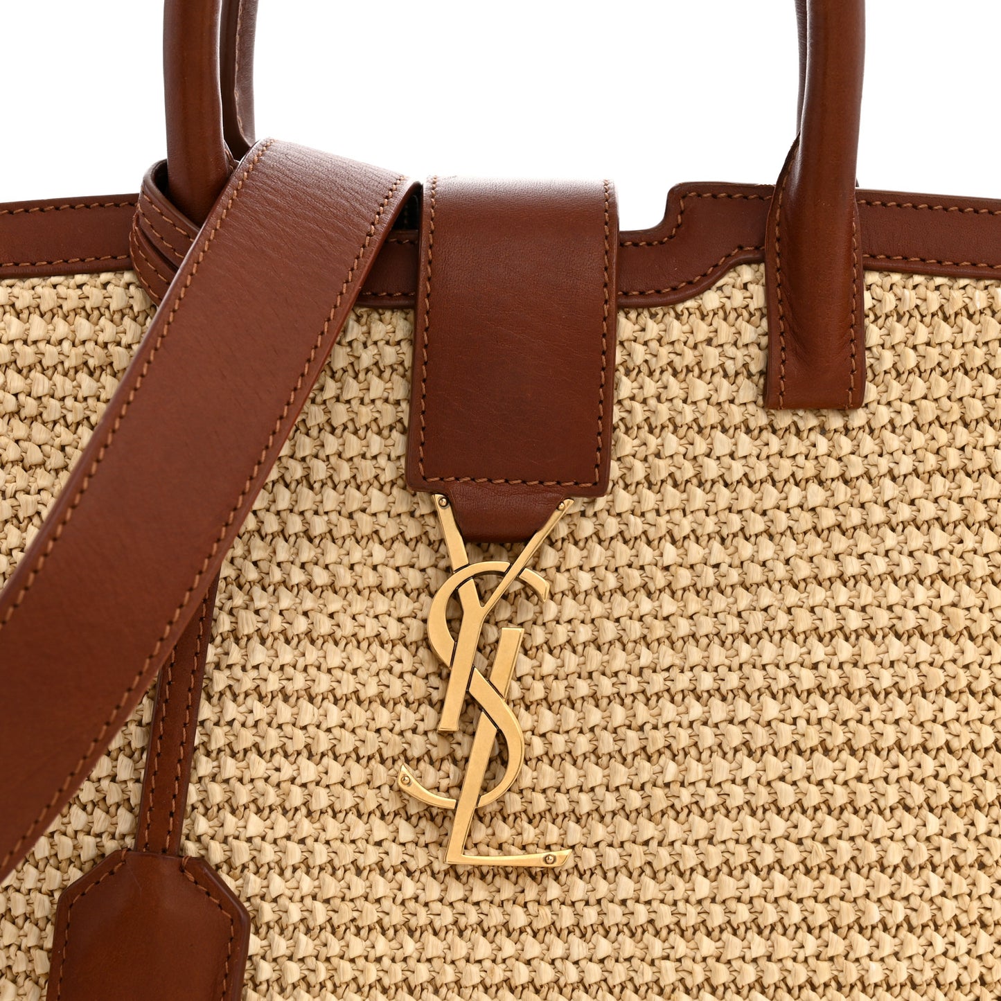 Raffia Baby Monogram Downtown Cabas Cognac