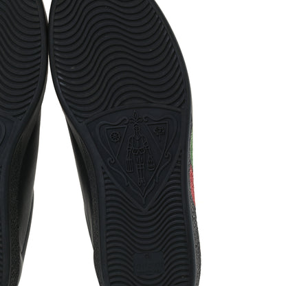 Gucci Calfskin Interlocking G Mens New Ace Sneakers 8 Black Red Flame Green 8 of 10